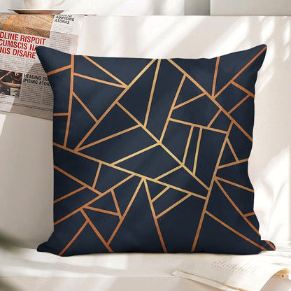 Copper And Midnight Navy Linen Throw Pillow Cover