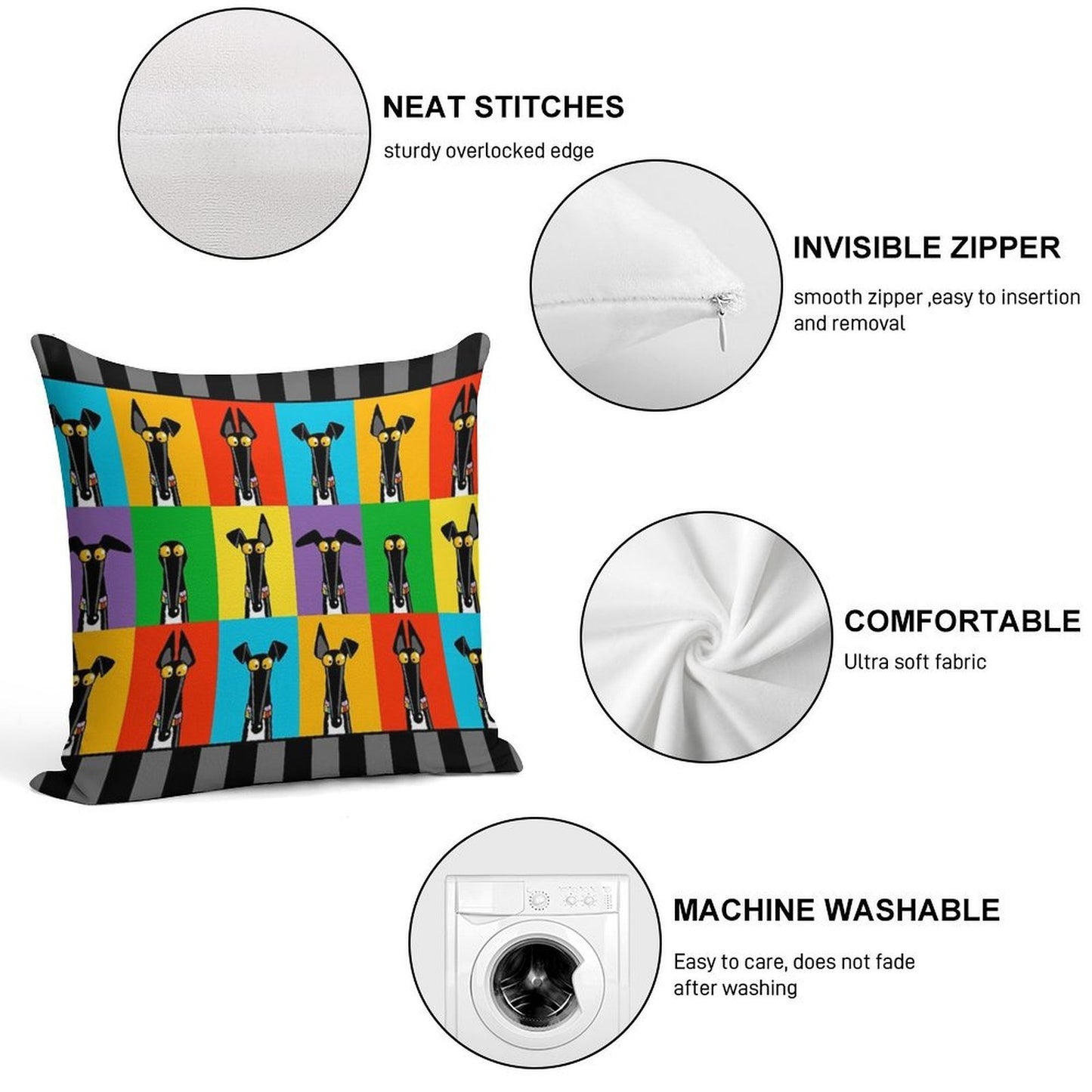 Greyhound Semaphore with Border Soft Home Decor Throw Pillow
