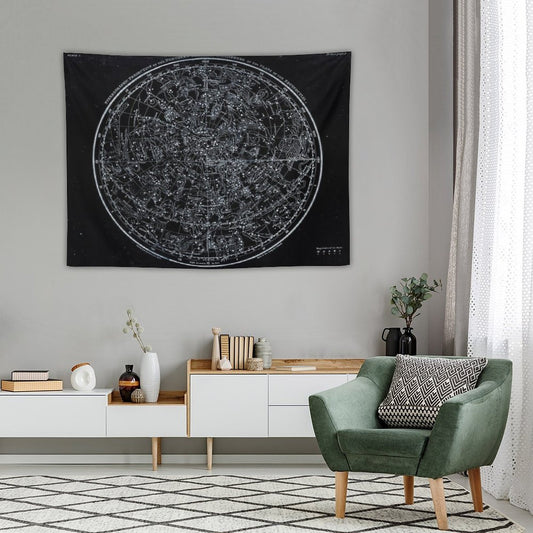 Constellations of The Northern Hemisphere  Pale Blue On Black Tapestry