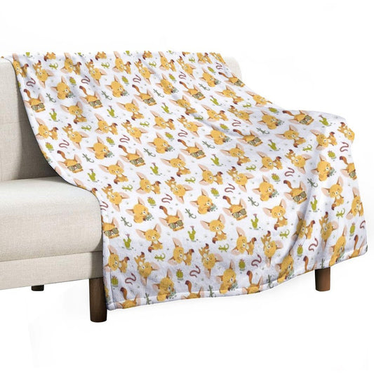 Cartoon Style Fenech Throw Blanket