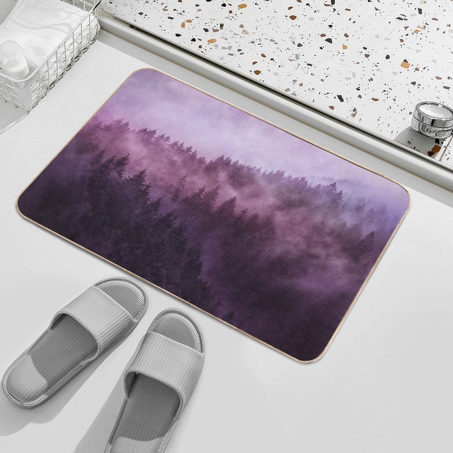 Excuse Me, I'm Lost  Laid Back In A Romantasy Moody Wilderness Dream Forest With Cascadia Trees Covered In Magic Fog  Multi-Purpose Bath Mat