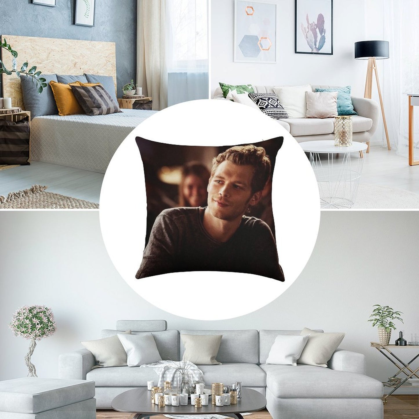 Klaus Mikaelson Linen Throw Pillow Cover