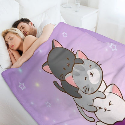 Ace Pride Kawaii Cats LGBTQ Asexual Throw Blanket