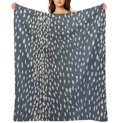 Navy Blue Denim Antelope Fawn Print Throw Blanket