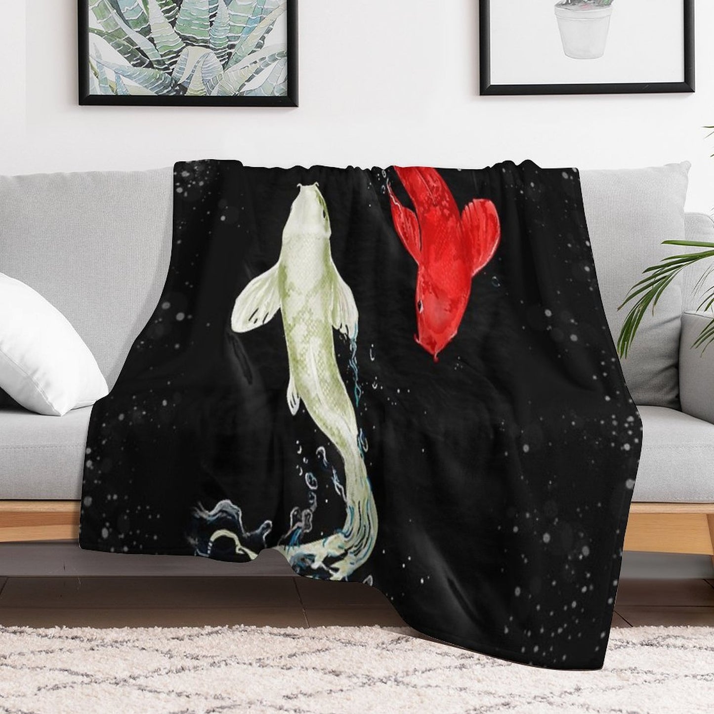 Koi Fishes Throw Blanket