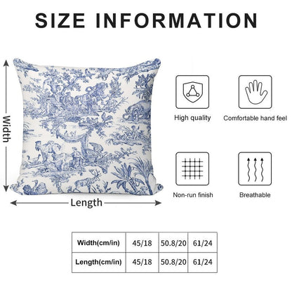 Blue Toile - English - French Countryside Soft Durable Construction Throw Pillow