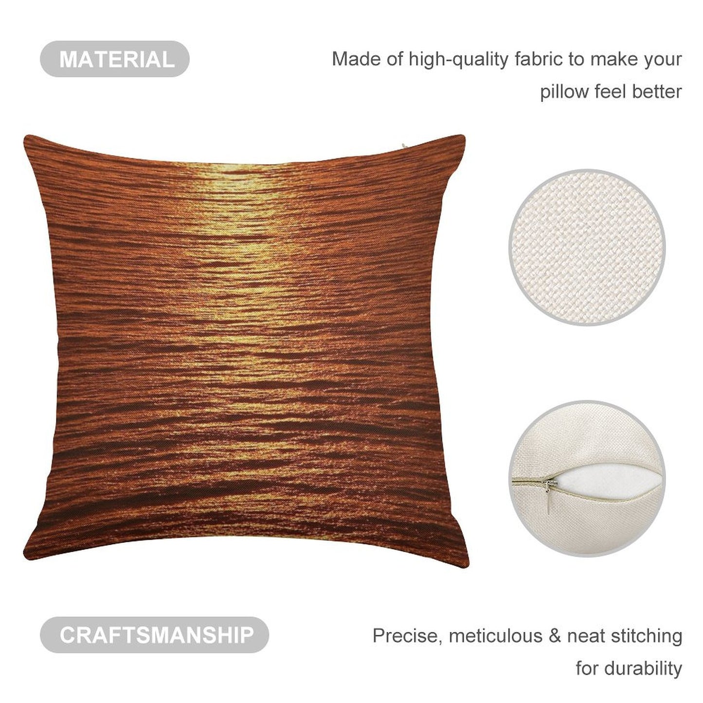 Copper Sea Linen Throw Pillow Cover