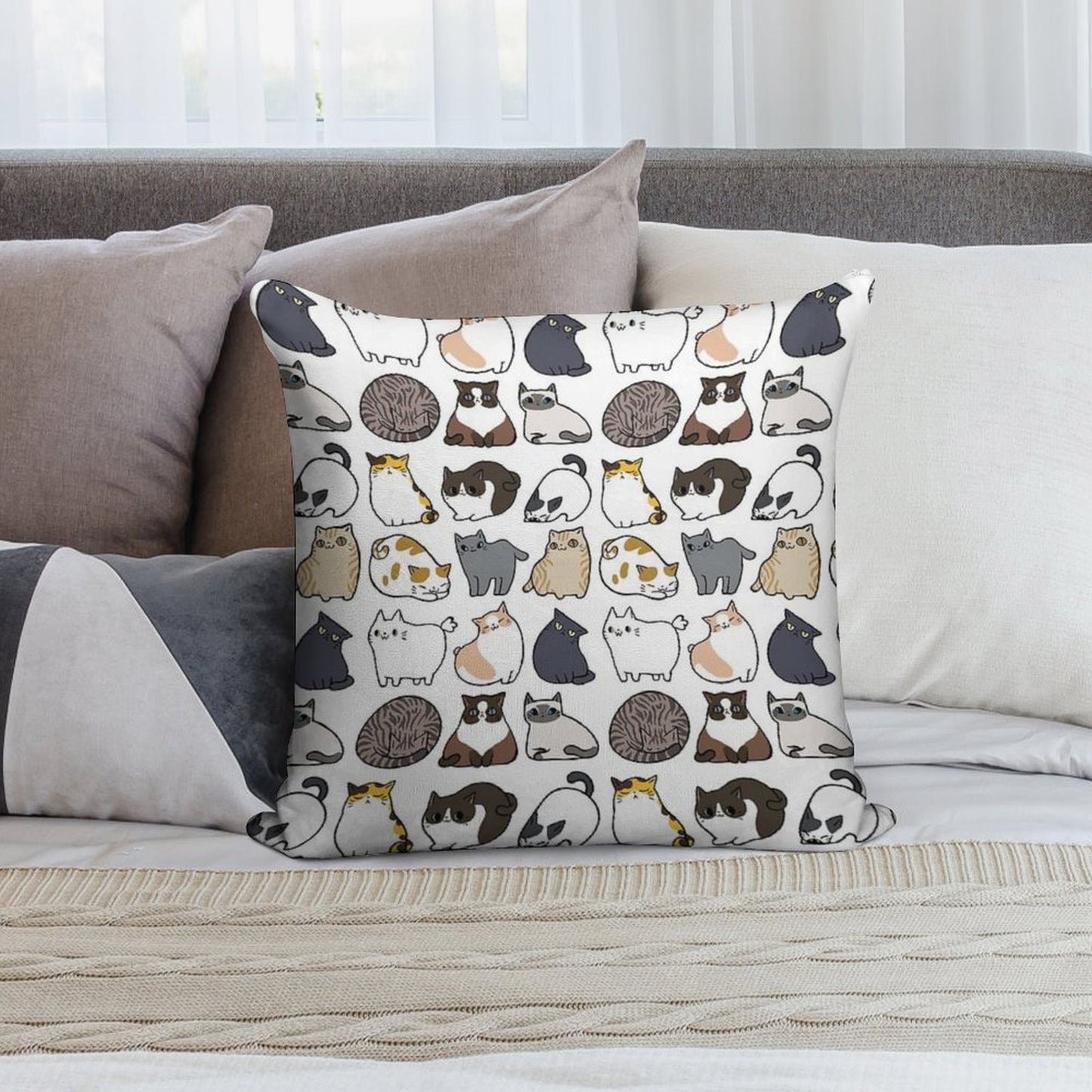 Cats Cats Cats Soft Durable Construction Throw Pillow