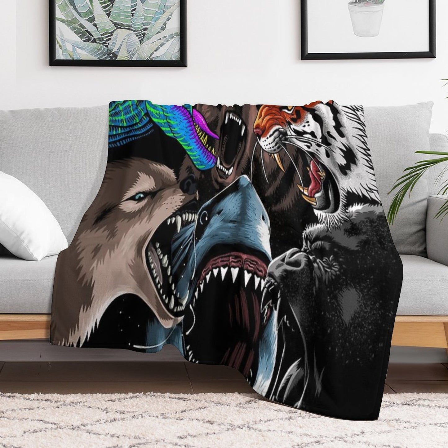 Animal Attack Throw Blanket