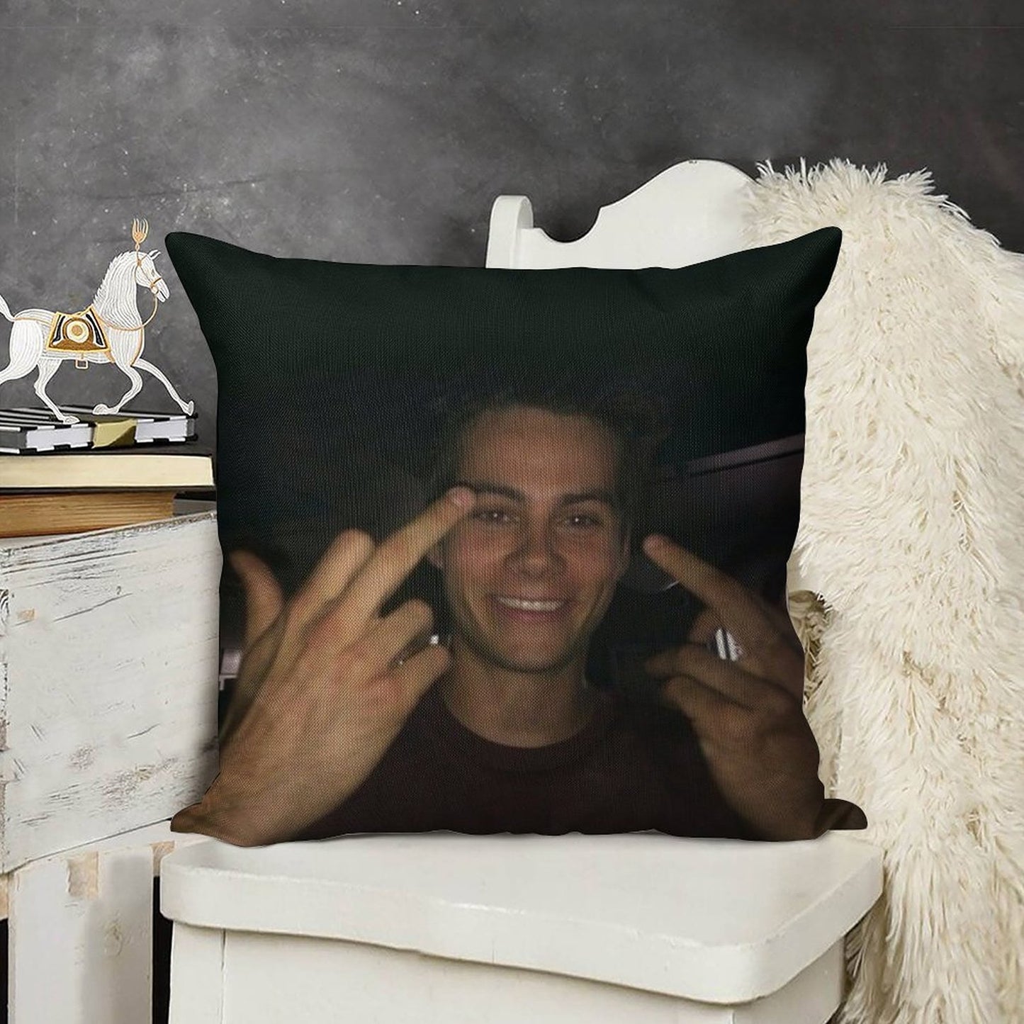 Dylan O’brien Middle Fingers Linen Throw Pillow Cover