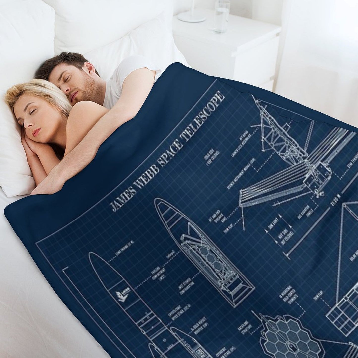 James Webb Space Telescope (Navy Blueprint) Throw Blanket