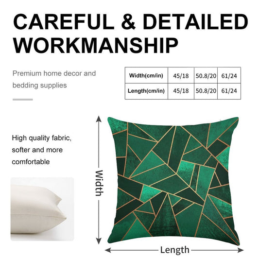 Emerald And Copper Linen Throw Pillow Cover