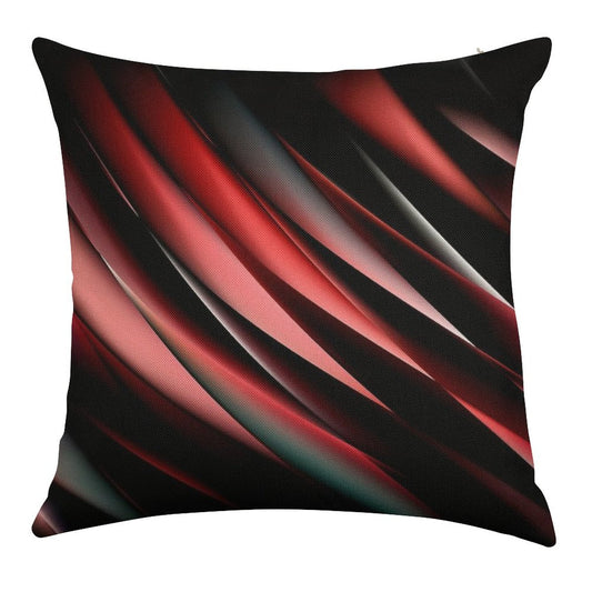 Decorative Red And Black Linen Throw Pillow Cover