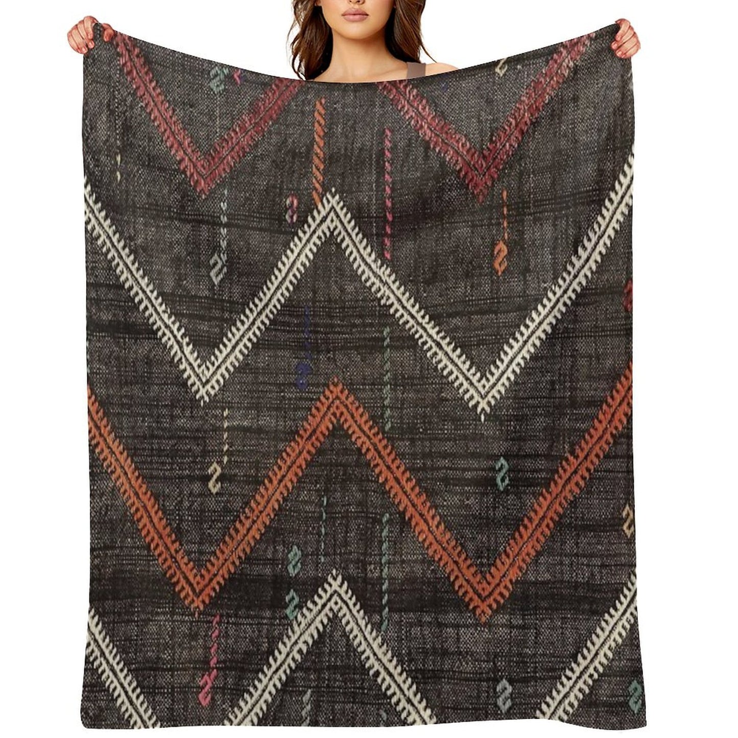 Old Kilim Fragment Throw Blanket