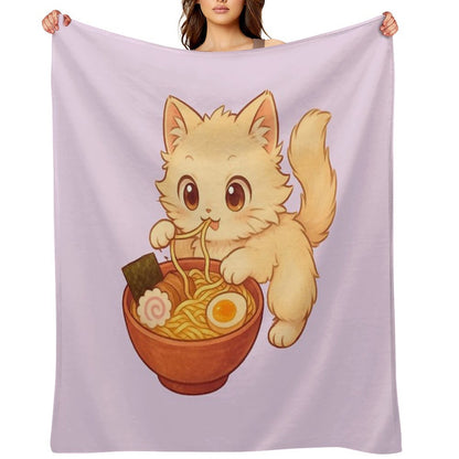 Kitty Ramen Throw Blanket