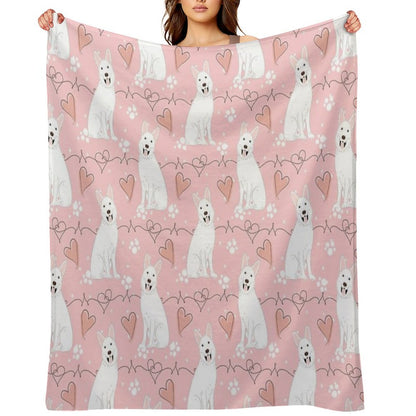 LOVE White German Shepherd Throw Blanket