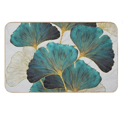 Golden Turquoise Roses Bath Mat