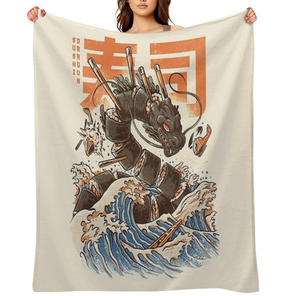 Great Sushi Dragon Throw Blanket