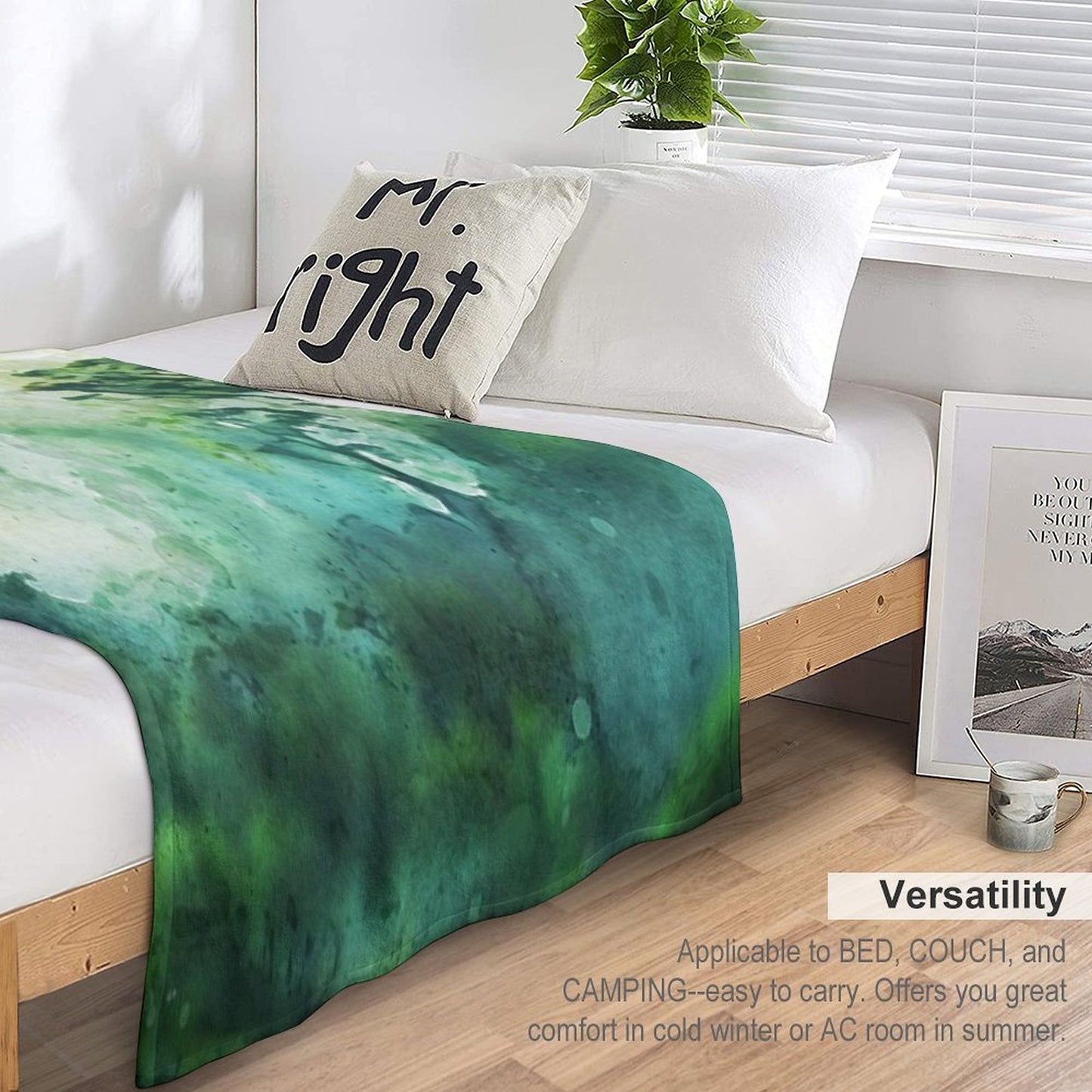 Green Forest_watercolor Painting Throw Blanket