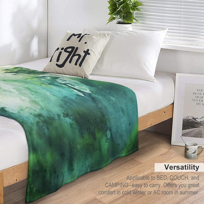 Green Forest_watercolor Painting Throw Blanket
