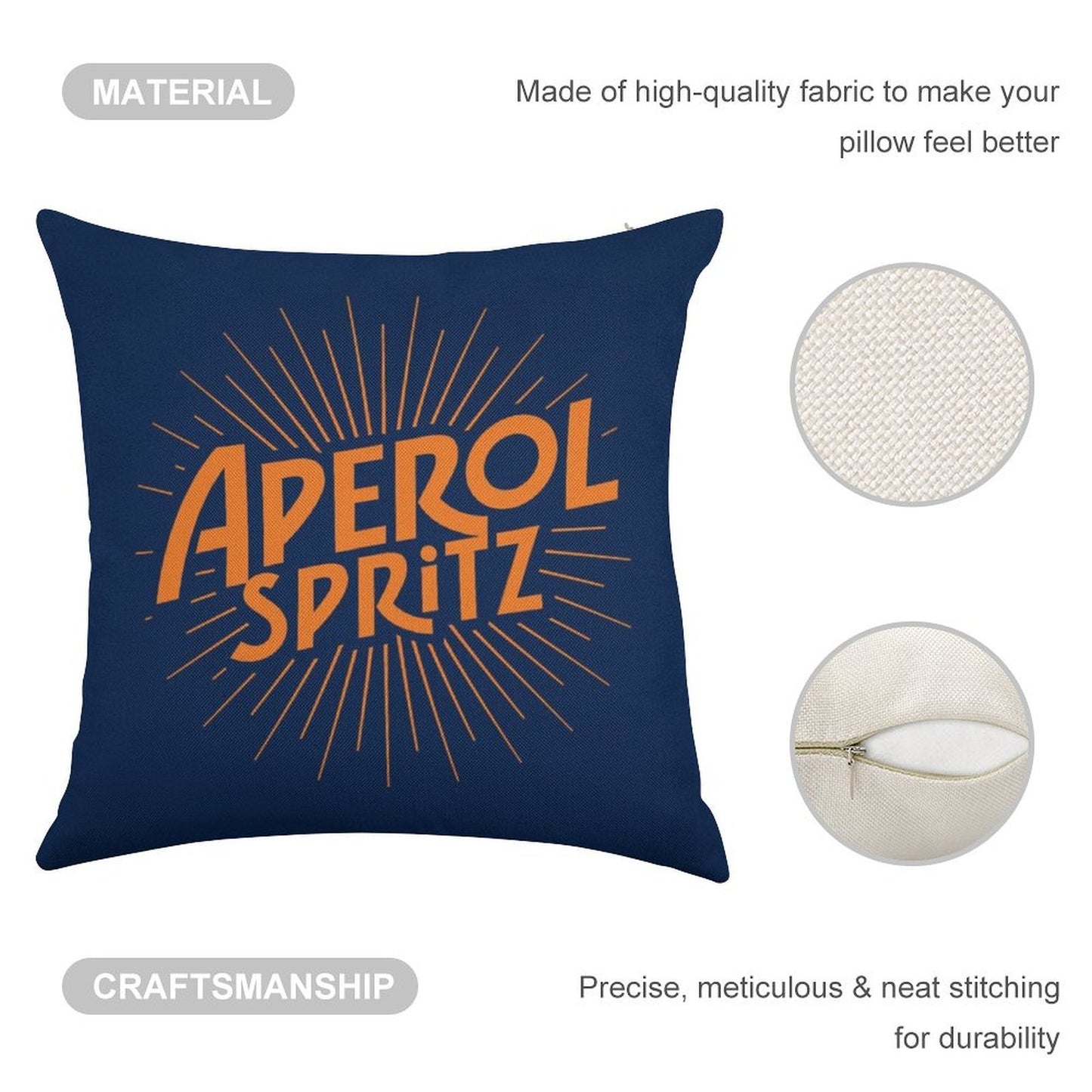 APEROL SPRITZ Linen Throw Pillow Cover