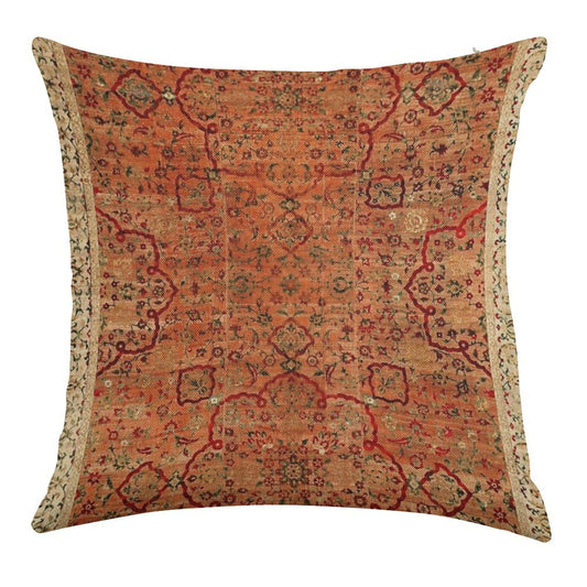 17th Century Velvet And Silk Carpet Print Linen Throw Pillow Cover