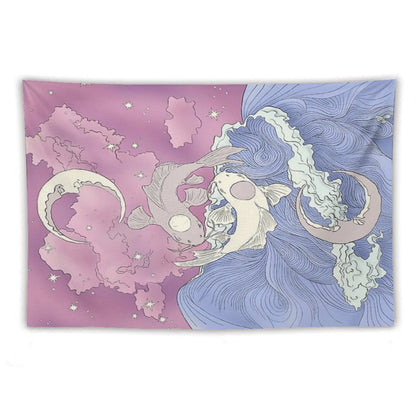 Tui And La, Moon And Ocean Spirits Art Nouveau Tapestry