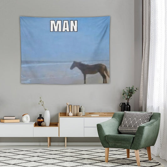 Horse Looking Out to Sea Meme Tapestry