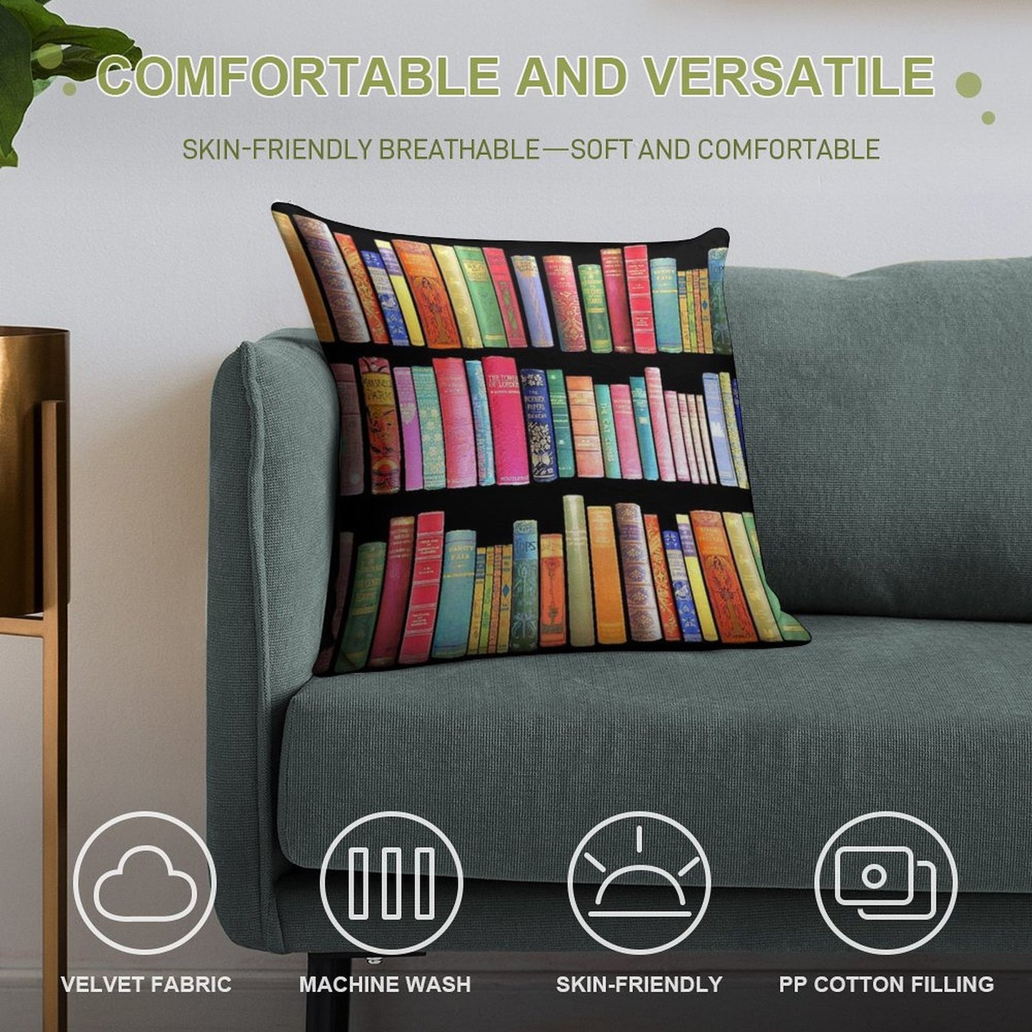 Bookworms Delight  Antique Book Library for Bibliophile Soft Home Decor Throw Pillow
