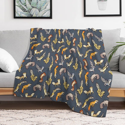 Chub Geckos in Dark Grey Throw Blanket