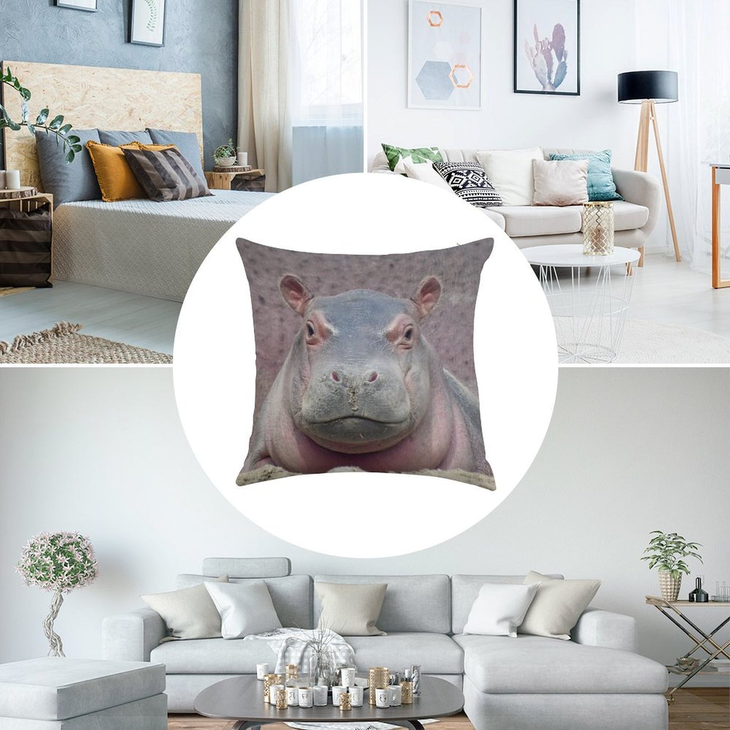Baby Hippo Fritz at The Cincinnati Zoo Linen Throw Pillow Cover