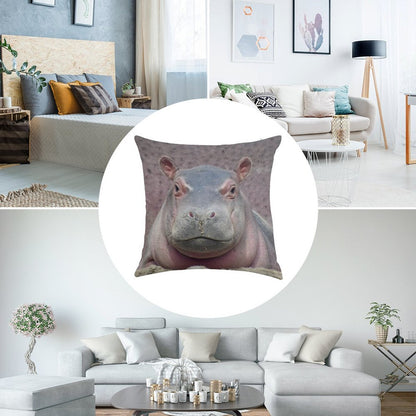 Baby Hippo Fritz at The Cincinnati Zoo Linen Throw Pillow Cover