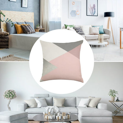 Geometrics - Grey Blush Silver Linen Throw Pillow Cover