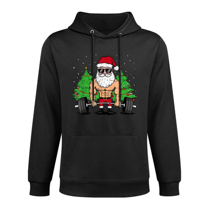 Funny Christmas Santa Deadlift Xmas Weightlift Gym Mens Boys Breathable Fabric Hoodie