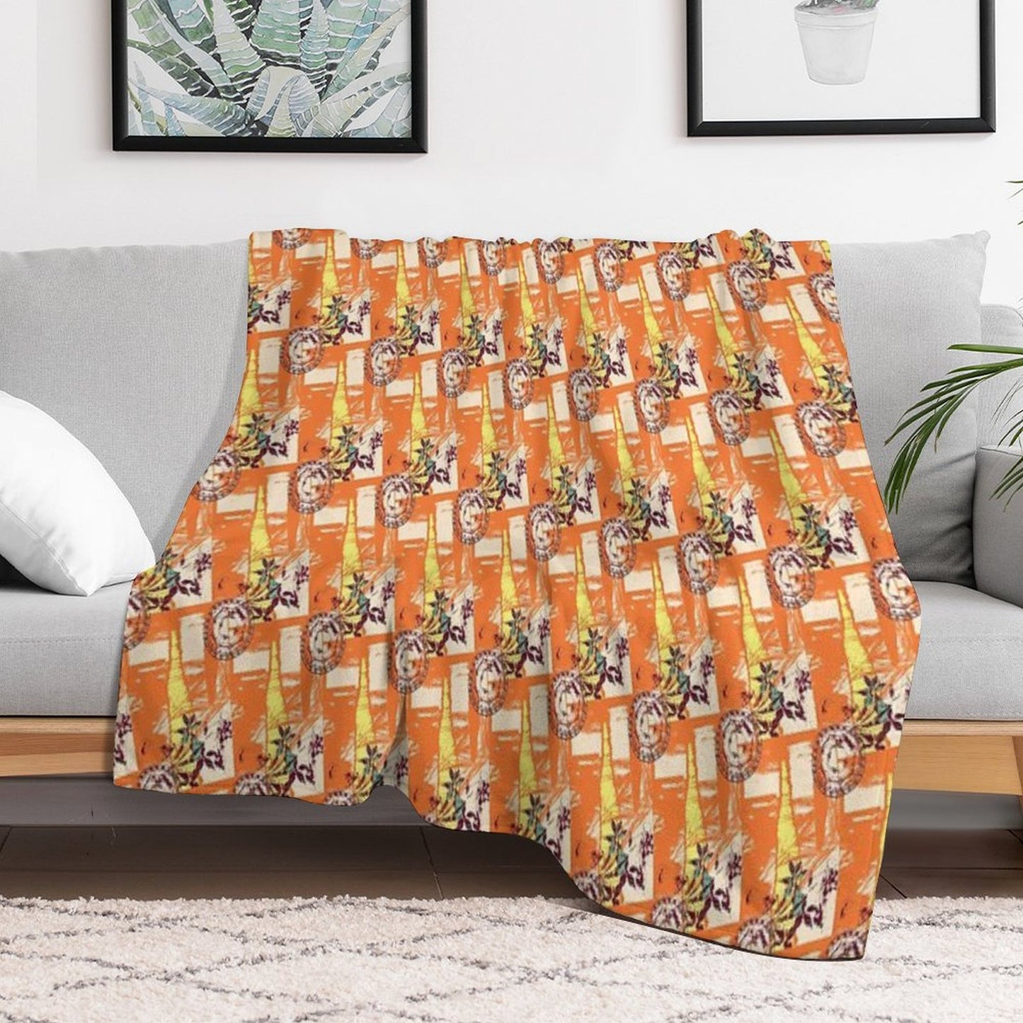 Abstract Flower Pattern Throw Blanket
