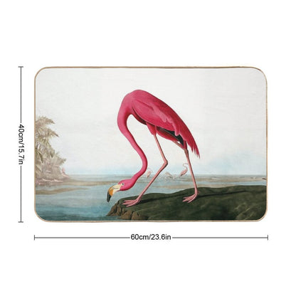 Vintage Pink Flamingo  Absorbent Bath Mat