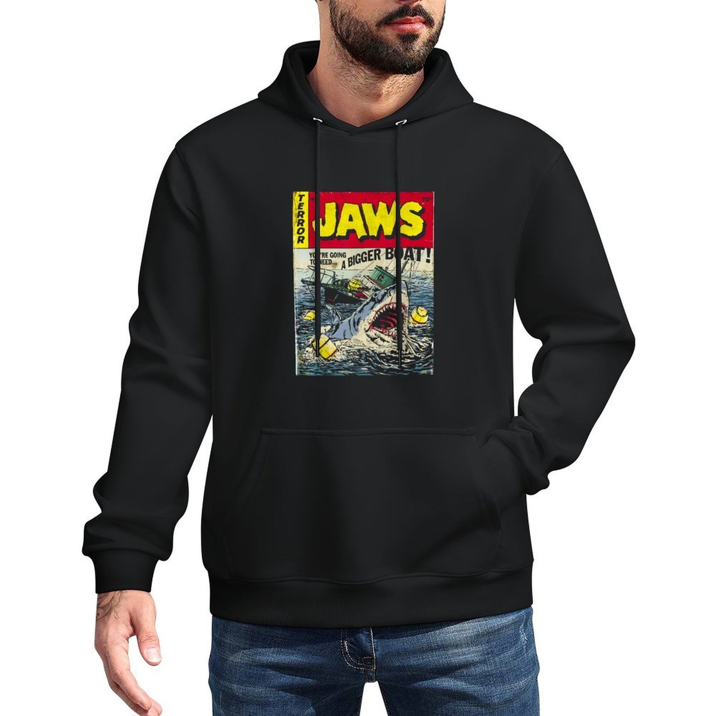 Jaws Pulp Attack Comic Cover Durable Construction Hoodie