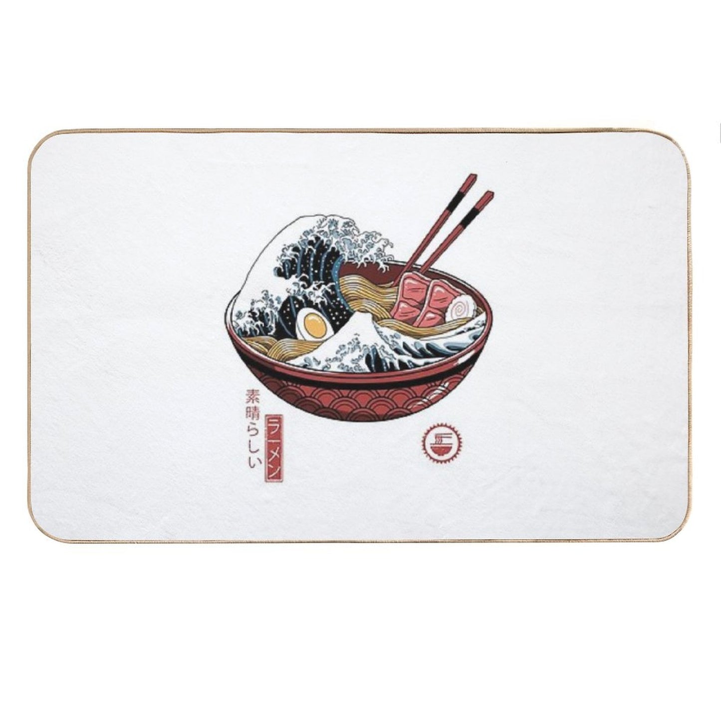 Great Ramen Wave White Bath Mat