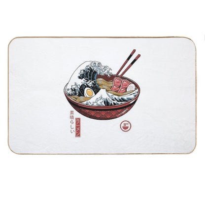 Great Ramen Wave White Bath Mat