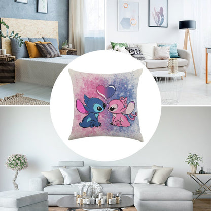 Stitch And Angel Linen Throw Pillow Cover