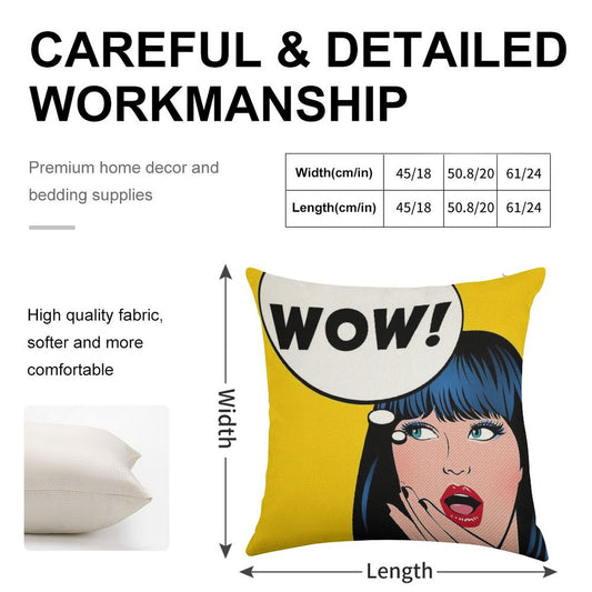 Pop Art - Wow Apron Backpack Etc Linen Throw Pillow Cover