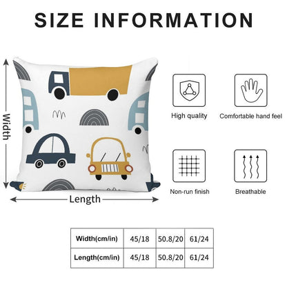 Kids Cars And Trucks Soft Washable Throw Pillow