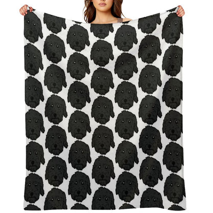 Charcoal Poodle - Dark Gray Goldendoodle! Black Labradoodle! Adorable Doodle Teddy Bear Dog - in Chocolate Brown, Dark Brown Dog Throw Blanket