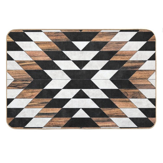 Urban Tribal Pattern No.13 - Aztec - Concrete And Wood Bath Mat