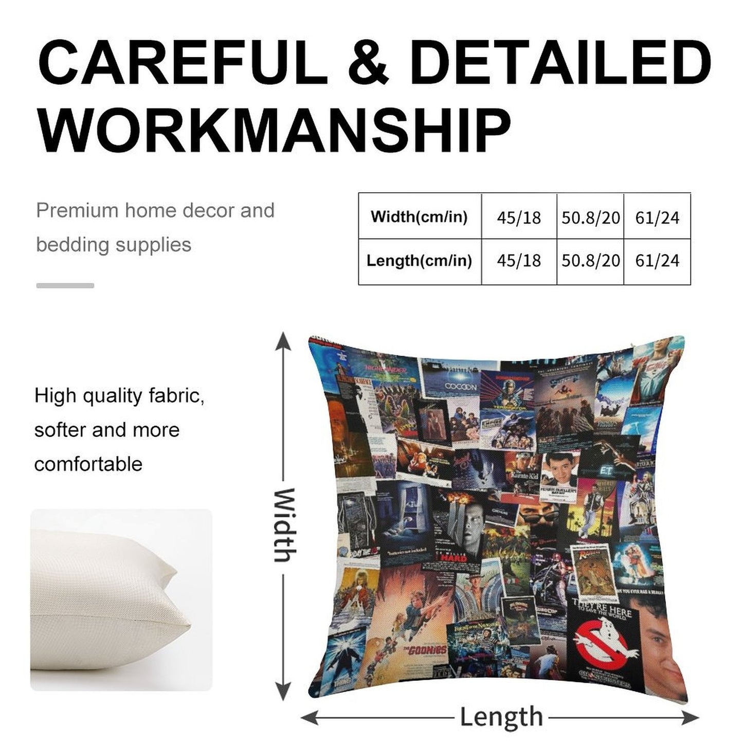 1980s Movie Posters Linen Throw Pillow Cover