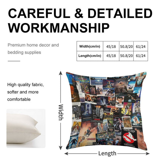1980s Movie Posters Linen Throw Pillow Cover