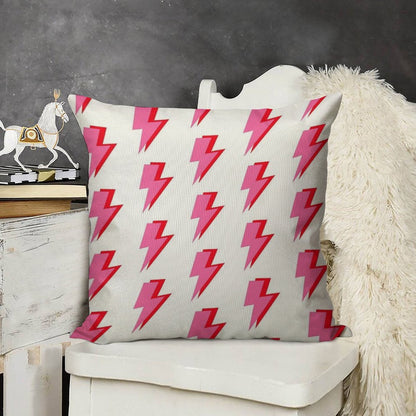 Pink And Red Lightning Linen Throw Pillow Cover