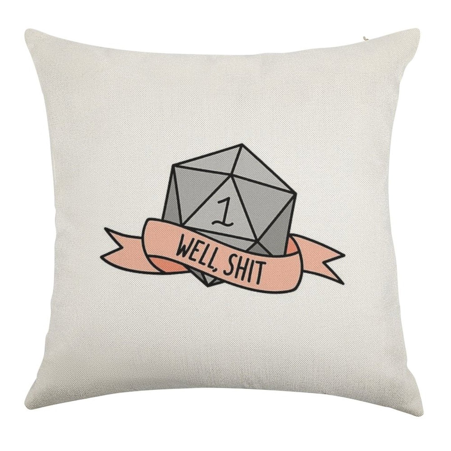 D20 - Well, Shit Linen Throw Pillow Cover