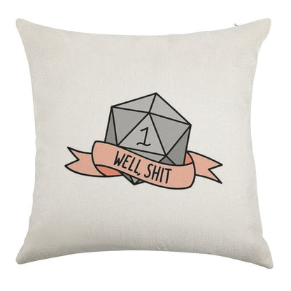 D20 - Well, Shit Linen Throw Pillow Cover