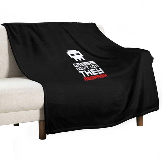Pixel Skull Gamers Don't Die Throw Blanket